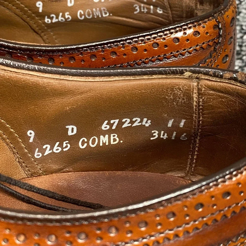 Allen Edmonds McAllister Wingtip Oxford Mens 9 D Brown Leather Brogue Shoes USA